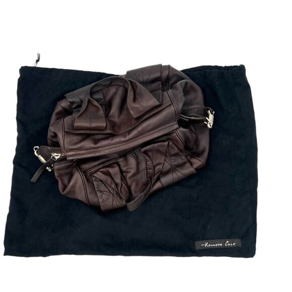 Kenneth Cole New York Leather Tote Brown Slouchy Medium Bag 11x10x8 Work Travel - Picture 14 of 16